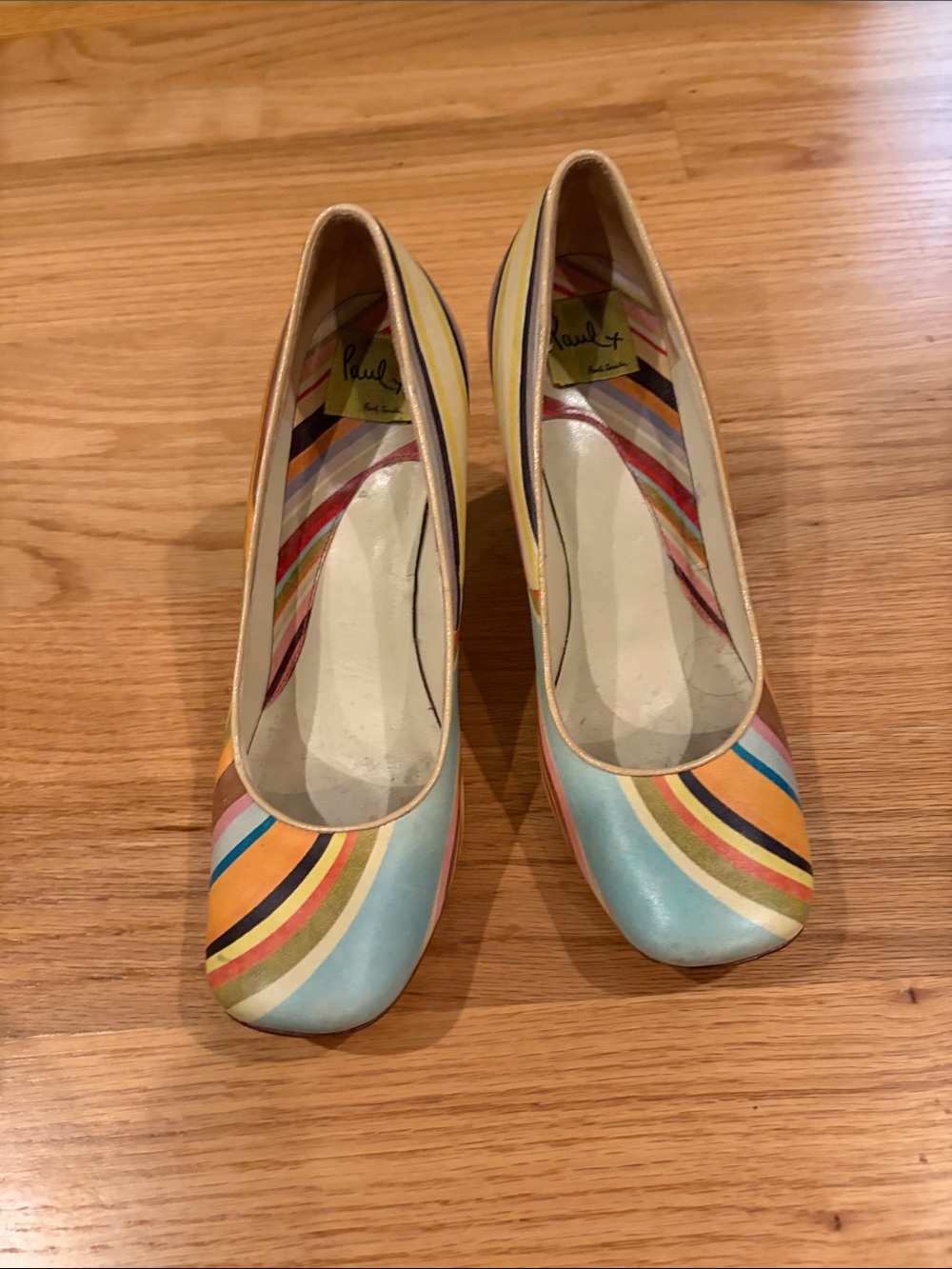 Paul Smith Multicolor Striped Pumps - Light Blue, Peach, Yellow